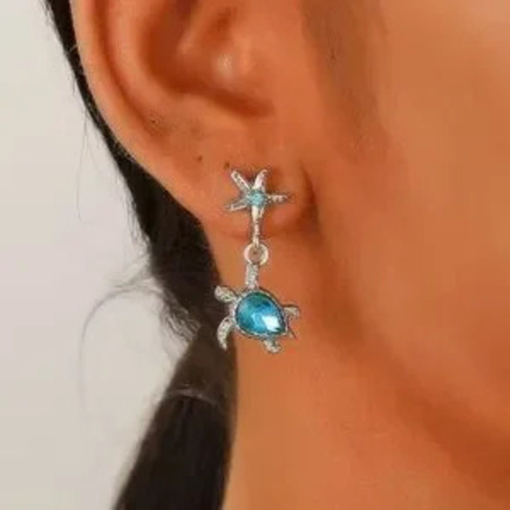Cute Turtle Blue Starfish Delicate Earrings